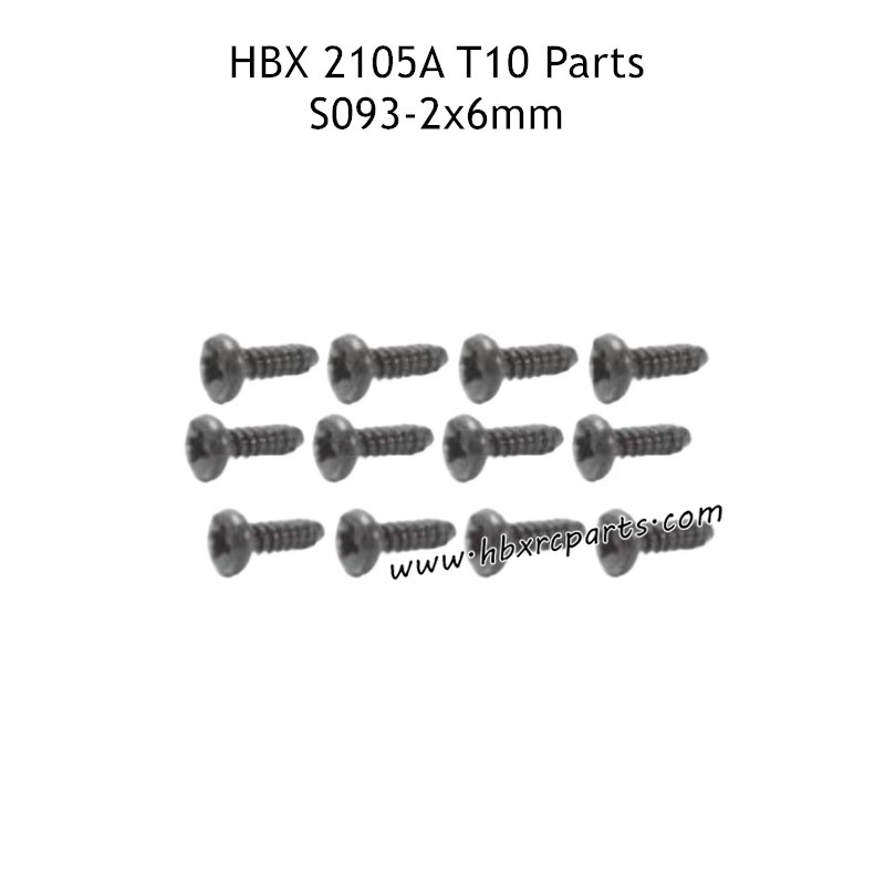 HBX 2105A T10 RC Car Parts PBHO2X6mm Pan Head Self Tapping Screws S093 HBX 2105A T10 RC Car Parts PBHO2X6mm Pan Head Self Tapping Screws S093