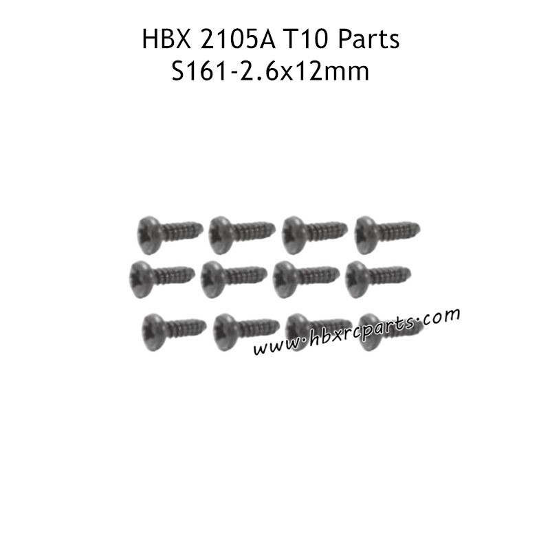 HBX 2105A T10 RC Car Parts PBHO2.6X12mm Pan Head Self Tapping Screws S161