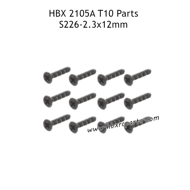 HBX 2105A T10 RC Car Parts KBHO2.3X12mm Countersunk Self Tapping Screws S226