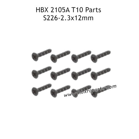HBX 2105A T10 RC Car Parts KBHO2.3X12mm Countersunk Self Tapping Screws S226