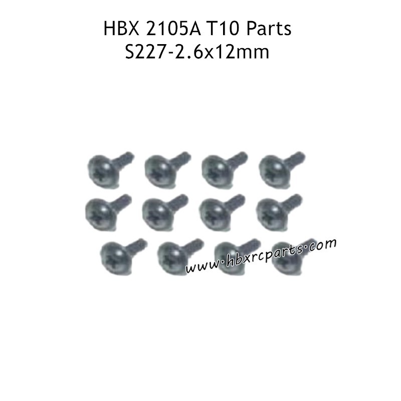 HBX 2105A T10 RC Car Parts PWTHO2.6X12mm Flange Head Self Tapping Screws S227 HBX 2105A T10 RC Car Parts PWTHO2.6X12mm Flange Head Self Tapping Screws S227
