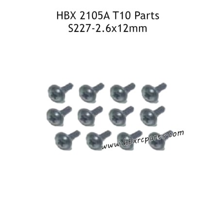HBX 2105A T10 RC Car Parts PWTHO2.6X12mm Flange Head Self Tapping Screws S227