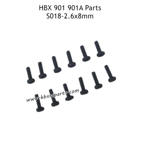 HAIBOXING HBX 901A RC Car Parts 2.6X8mm Round Head Self Tapping Screws S018