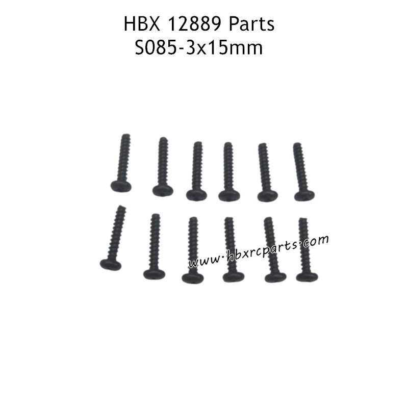 HAIBOXING HBX 12889 RC Truck Parts 3X15mm Round Head Self Tapping Screws S085 HAIBOXING HBX 12889 RC Truck Parts 3X15mm Round Head Self Tapping Screws S085
