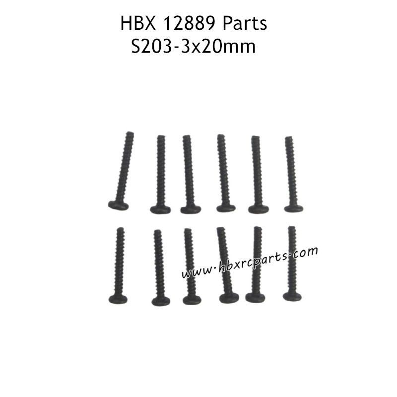 HAIBOXING HBX 12889 RC Truck Parts 3X20mm Round Head Self Tapping Screw S203 HAIBOXING HBX 12889 RC Truck Parts 3X20mm Round Head Self Tapping Screw S203