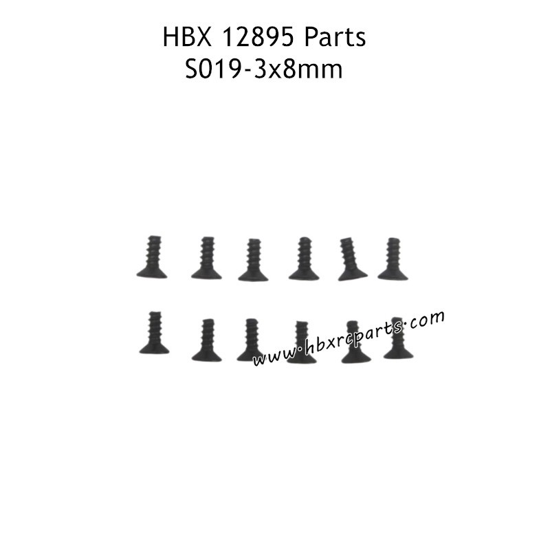 HAIBOXING HBX 12895 Parts 3X8MM Countersunk Self Tapping Screw S019 HAIBOXING HBX 12895 Parts 3X8MM Countersunk Self Tapping Screw S019
