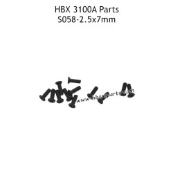HBX 3100A RC Car Parts KM2.5x7mm Countersunk Self Tapping Screws S058