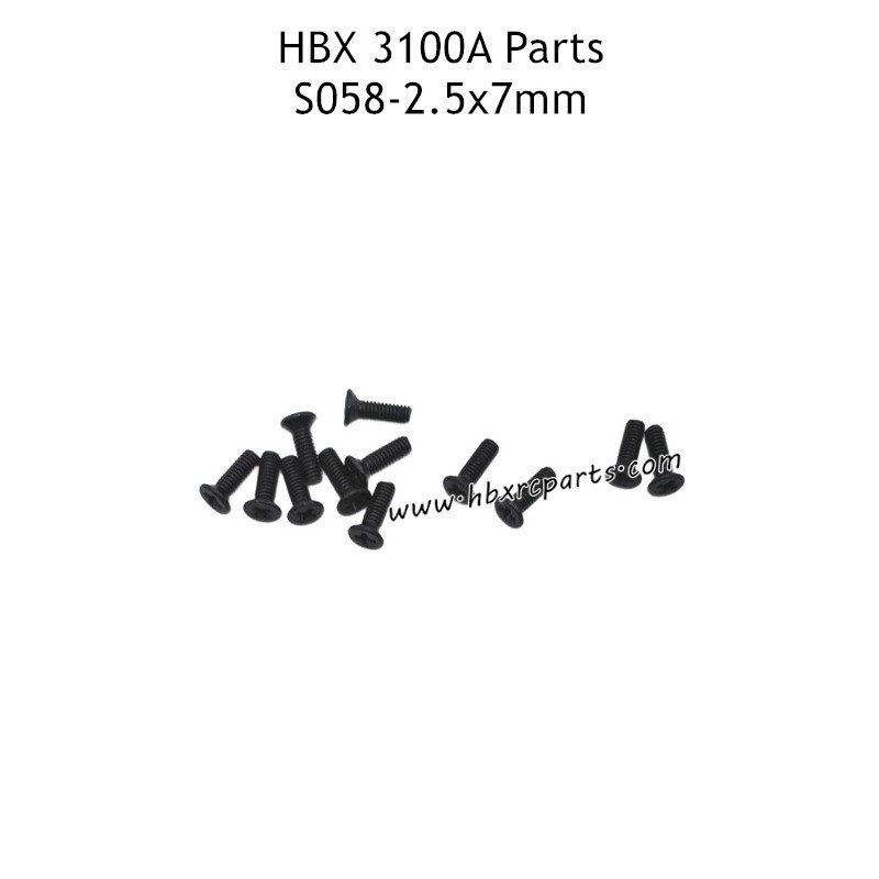 HBX 3100A RC Car Parts KM2.5x7mm Countersunk Self Tapping Screws S058 HBX 3100A RC Car Parts KM2.5x7mm Countersunk Self Tapping Screws S058