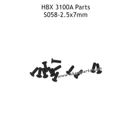 HBX 3100A RC Car Parts KM2.5x7mm Countersunk Self Tapping Screws S058