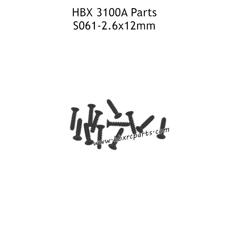 HBX 3100A RC Car Parts KBHO2.6x12mm Countersunk Self Tapping Screws S088 HBX 3100A RC Car Parts KBHO2.6x12mm Countersunk Self Tapping Screws S088