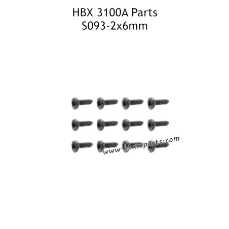HBX 3100A RC Car Parts BBHO2x6mm Pan Head Self Tapping Screws S093