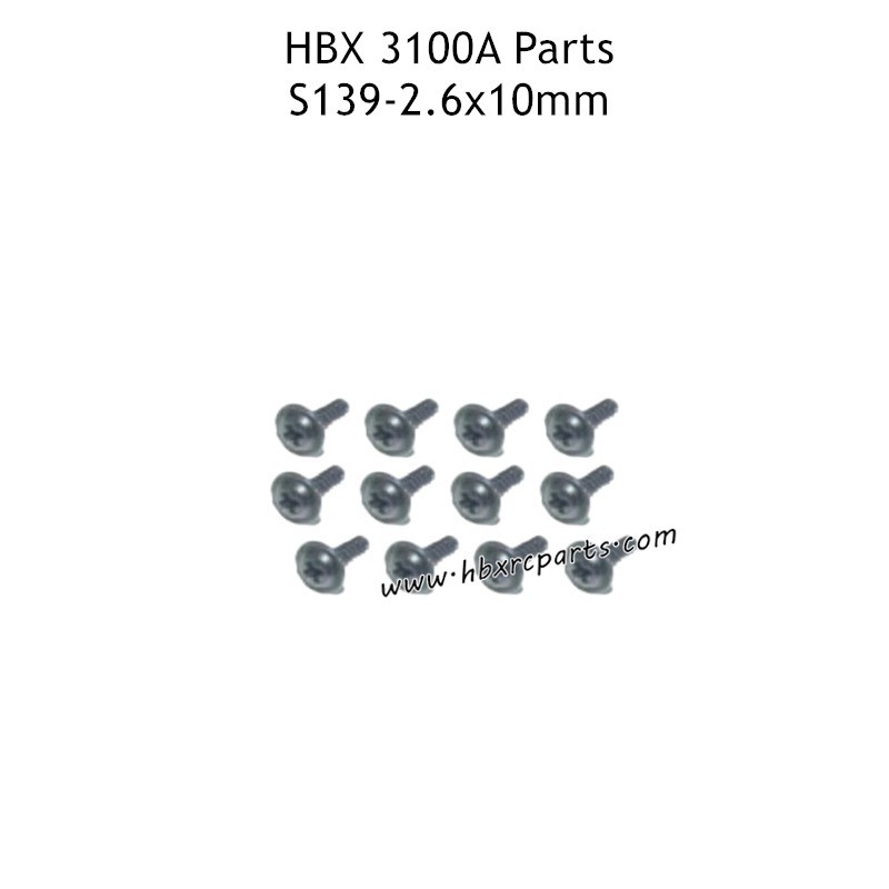 HBX 3100A RC Car Parts PWTHO2.6x10mm Flange Head Self Tapping Screws S139 HBX 3100A RC Car Parts PWTHO2.6x10mm Flange Head Self Tapping Screws S139