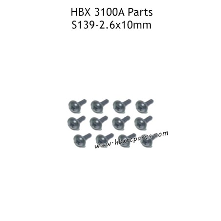 HBX 3100A RC Car Parts PWTHO2.6x10mm Flange Head Self Tapping Screws S139