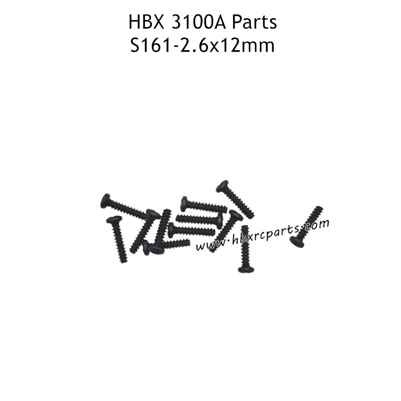 HBX 3100A RC Car Parts PBHO2.6x12mm Pan Head Self Tapping Screws S161 HBX 3100A RC Car Parts PBHO2.6x12mm Pan Head Self Tapping Screws S161