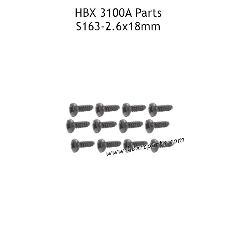 HBX 3100A RC Car Parts PWTHO2.6x18mm Flange Head Self Tapping Screws S163 HBX 3100A RC Car Parts PWTHO2.6x18mm Flange Head Self Tapping Screws S163