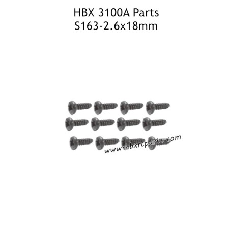 HBX 3100A RC Car Parts PWTHO2.6x18mm Flange Head Self Tapping Screws S163