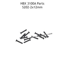 HBX 3100A RC Car Parts KBHO2x12mm Countersunk Self Tapping Screws S202