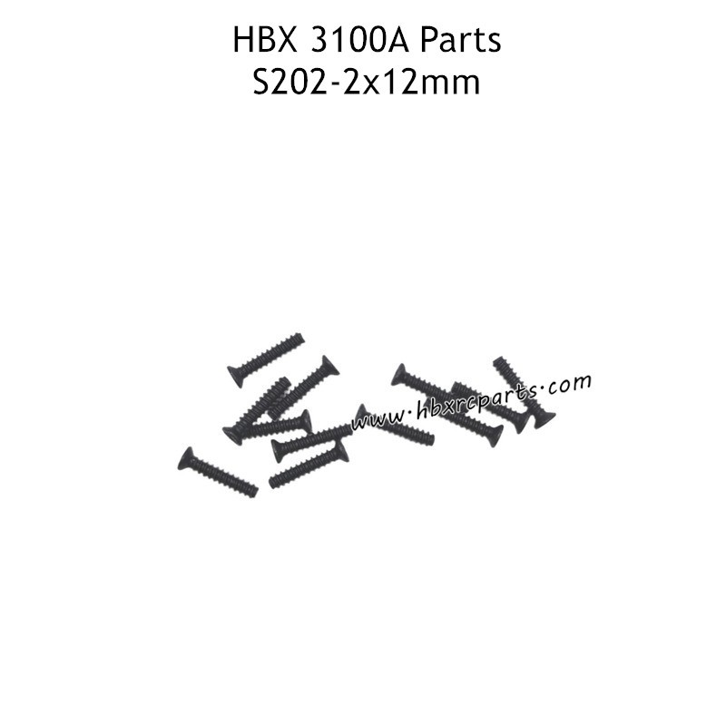 HBX 3100A RC Car Parts KBHO2x12mm Countersunk Self Tapping Screws S202 HBX 3100A RC Car Parts KBHO2x12mm Countersunk Self Tapping Screws S202
