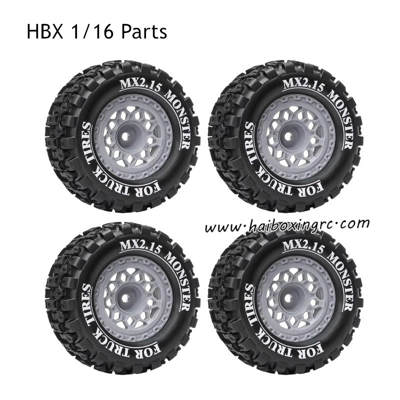 HBX 1/16 Parts Wheels with Plastic Wheels Hubs Gray