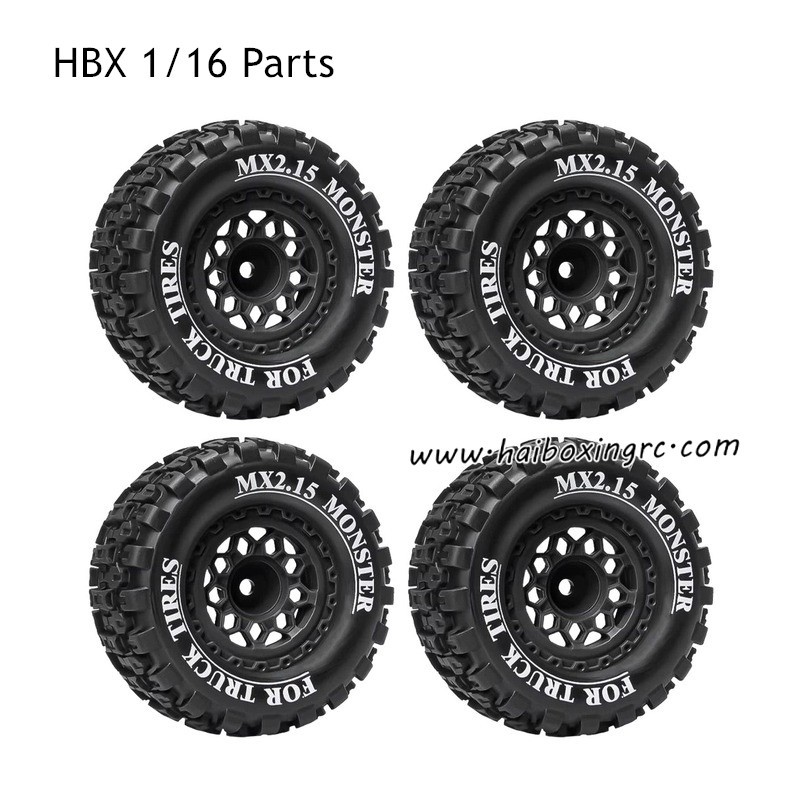 HBX 1/16 Parts Wheels with Plastic Wheels Hubs Black