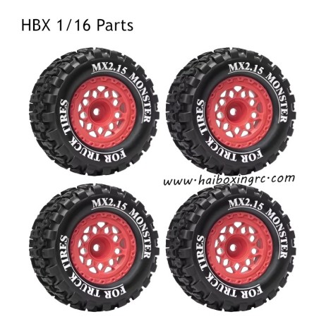 HBX 1/16 Parts Wheels with Plastic Wheels Hubs Red