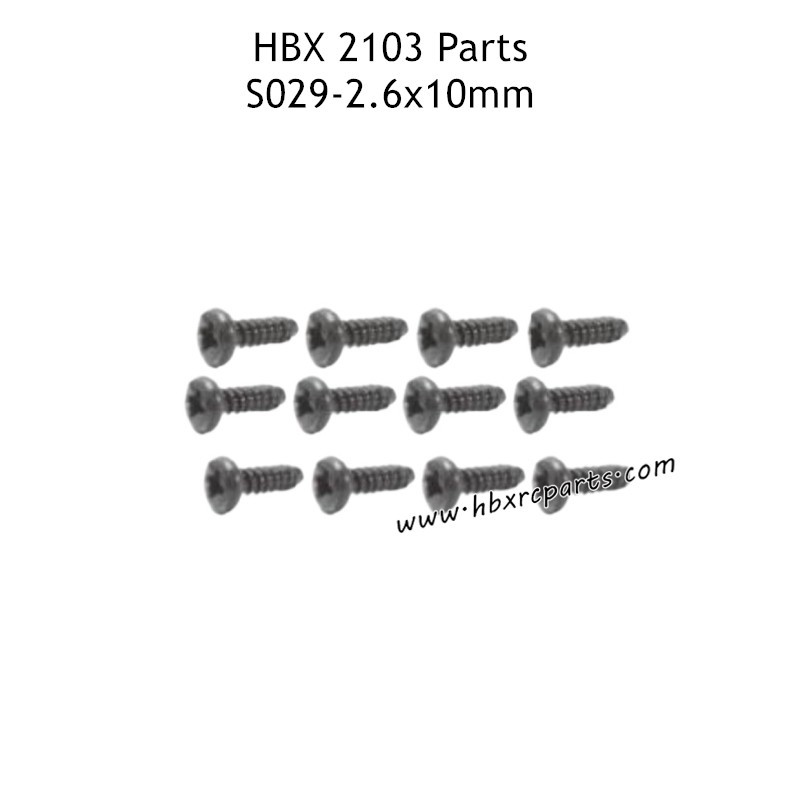 HAIBOXING HBX 2103 Parts PBHO2.6X10mm Pan Head Self Tapping Screws S029 HAIBOXING HBX 2103 Parts PBHO2.6X10mm Pan Head Self Tapping Screws S029