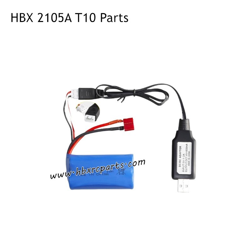 HBX 2105A T10 RC Car Parts 7.4V 1500mAh Battery T-Plug and USB Charger HBX 2105A T10 RC Car Parts 7.4V 1500mAh Battery T-Plug and USB Charger
