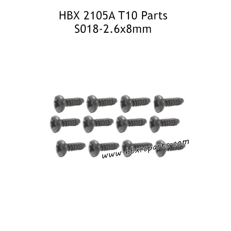 HAIBOXING HBX 2105A T10 RC Truck Parts PBHO2.6X8mm Pan Head Self Tapping Screws S018