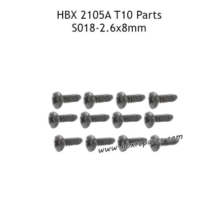 HAIBOXING HBX 2105A T10 RC Truck Parts PBHO2.6X8mm Pan Head Self Tapping Screws S018