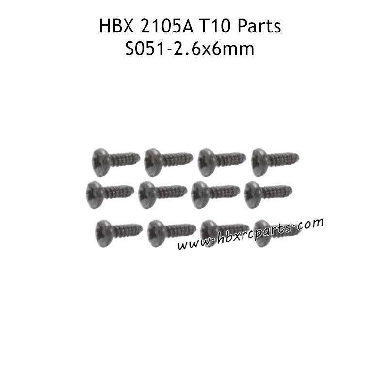 HAIBOXING HBX 2105A T10 RC Truck Parts PBHO2.3X6mm Pan Head Self Tapping Screws S051 HAIBOXING HBX 2105A T10 RC Truck Parts PBHO2.3X6mm Pan Head Self Tapping Screws S051